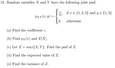 Solved 2 Random Variables X And Y Have The Following Joint