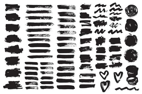 Vector Set Grunge Brush Stroke Black Paint Brush Grunge Brush Design