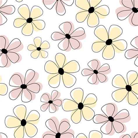 Seamless Vector Flower Pattern With Summer Vibe White Flowers On The