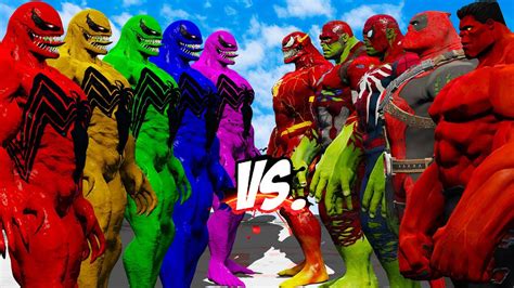 Team Spider Venom Color Vs Team Red Venom Flash Spider Hulk Captain Hulk Dead Pool Epic