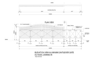 Aluminum Overscallop Cantilever Gate Drawing America S Gate Company