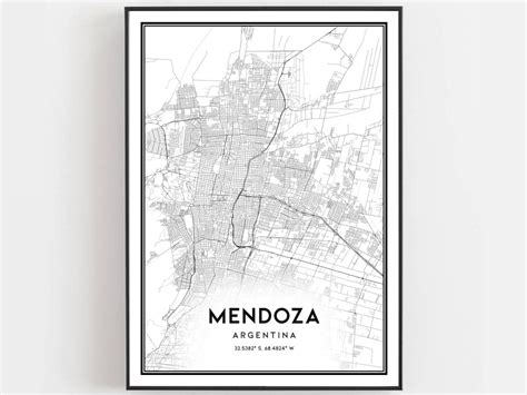 Mendoza Map Print, Mendoza Map Poster Wall Art, Mendoza City Map ...