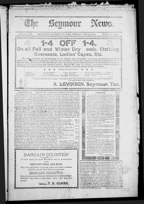 The Seymour News (Seymour, Tex.), Vol. 11, No. 13, Ed. 1 Friday ...