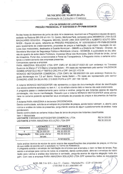 Ata Das Sess Es De Julgamento Prefeitura Municipal De Marituba Pa