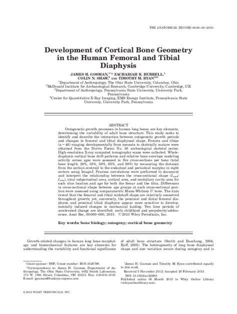 (PDF) Development of Cortical Bone Geometry in the Human Femoral and Tibial Diaphysis | Colin ...