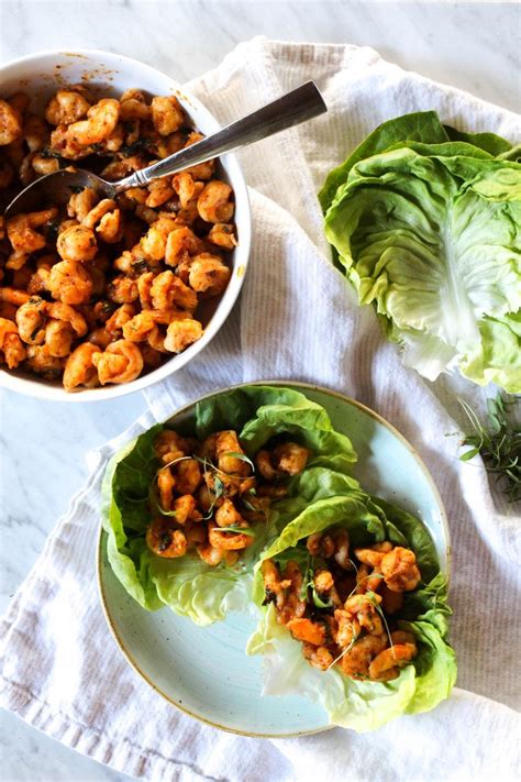 Thai Inspired Red Curry Shrimp Lettuce Wraps The Defined Dish Recipe Curry Shrimp Red