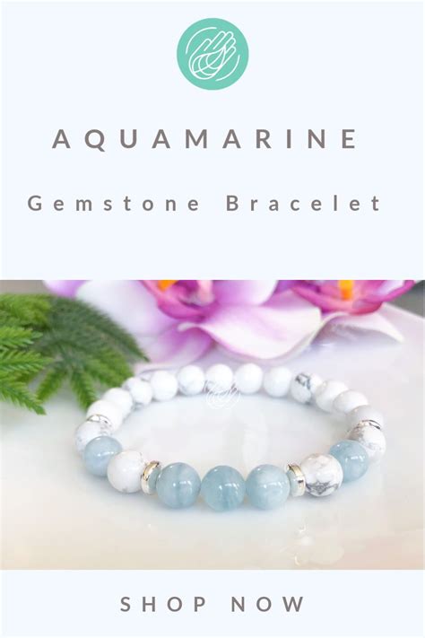 aquamarine jewelry, calming bracelet, reiki bracelet crystal healing Crystal Beads Bracelet ...