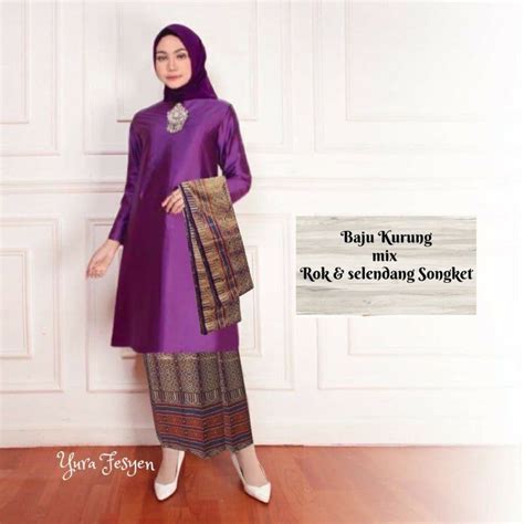 Jual Lx Setelan Baju Kurung Melayu Songket Selendang Kebaya Tunik