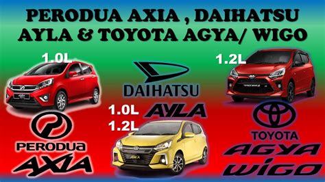 Perodua Axia 2023 12l Perodua Axia Daihatsu Ayla And Toyota Agya