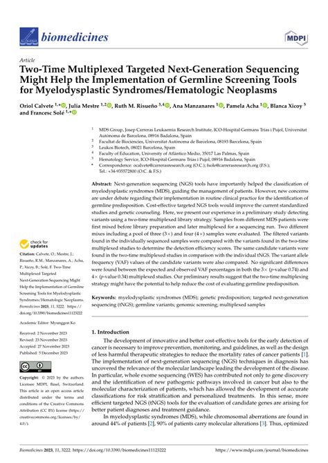 Pdf Two Time Multiplexed Targeted Next Generation Sequencing Might