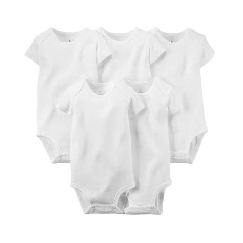 5pcs/set Pure White Cotton Unisex Neutral Short Sleeve Baby Body ...