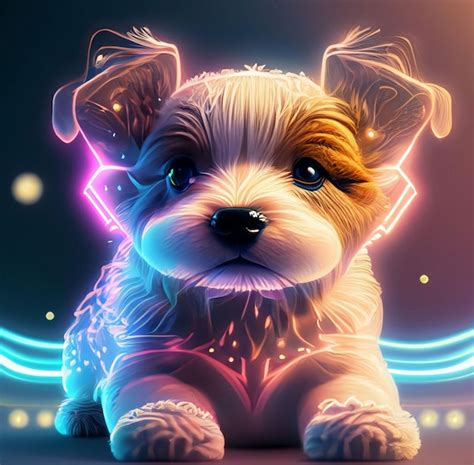 Premium Ai Image Cute Baby Dog Cartoon Generative Ai