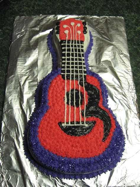 My First Attempt At A 3D Cake Using A Wilton Guitar Cake Pan So Much