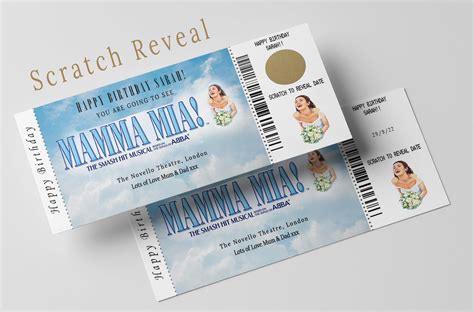 Mamma Mia Musical Theatre Ticket Show T Personalised Ticket Etsy Uk