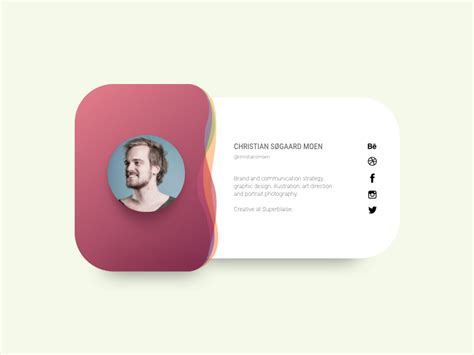 Profile Card UI - Horizontal by Christian Søgaard Moen on Dribbble