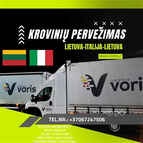 Lietuva Italija Lietuva skubių krovinių gabenimo ir logistikos