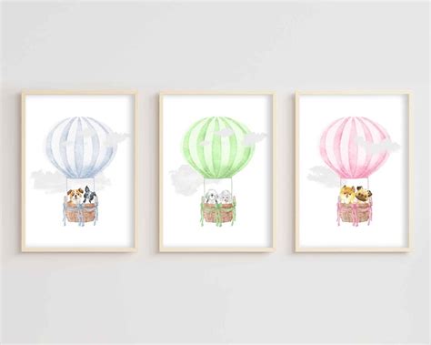 Hot Air Balloons Nursery Wall Art Modern Wall Art Etsy