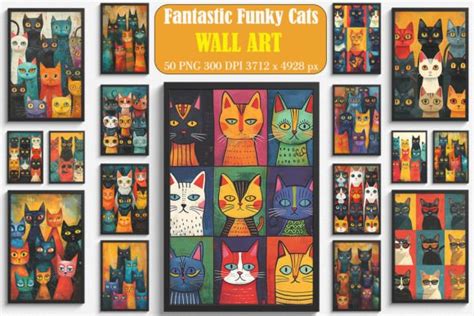 Fantastic Funky Cats Wall Art Graphic by Ricco Art · Creative Fabrica