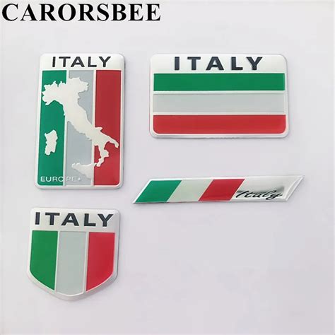 3D Aluminum alloy Italy Italian National Flag Car sticker Car styling ...