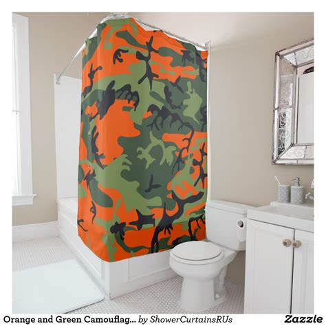 Orange And Green Camouflage Shower Curtain Shower Curtain Decor