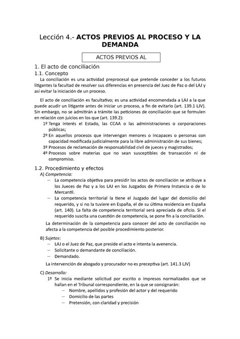 Lecci N Derecho Procesal Civil Lecci N Actos Previos Al