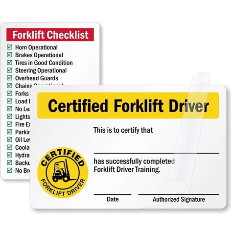 Smartsign Certified Forklift Driver Forklift Checklist Sided