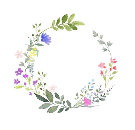 Watercolor Wildflower Wreath Clipart Floral Wreaths Clipart Etsy Uk