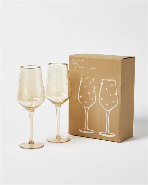 Aster Etched Star Wine Glasses Set Of Two Oliver Bonas