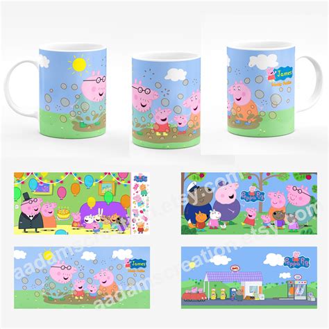 4 Peppa Pig theme Personalized sublimation 11oz mug template | Etsy