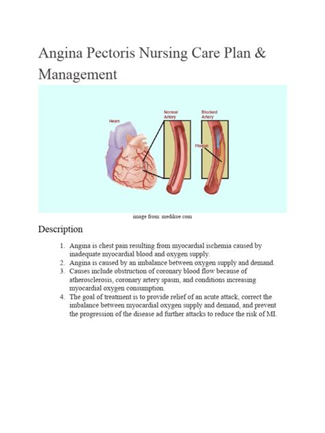 Angina Pectoris Nursing Care And Management Pdf Coronary Artery