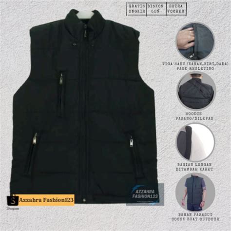 Jual Rompi Pria Saku Pelindung Dada Vest Safety Outdoor Jaket