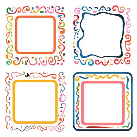 Premium Vector | Colored squiggle square frame clipart vector