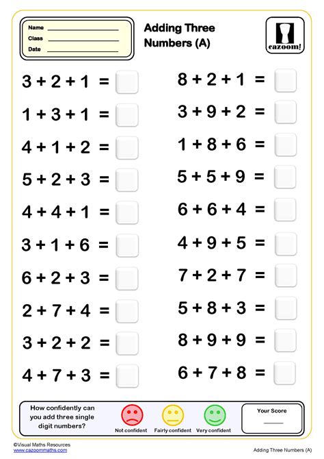 Addition Drills With Three Numbers Worksheet A Pdf Printable