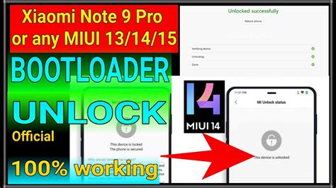 MIUI 14 Xiaomi Note 9 Pro Bootloader Unlock MIUI 15 13 Redmi Note 9