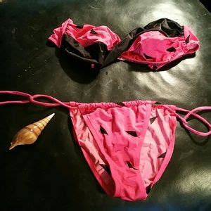 Swim Hot Pink Black String Bikini Poshmark