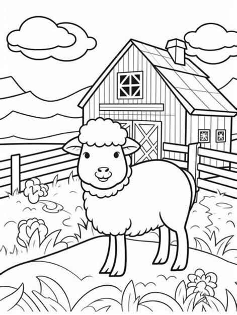 Premium Ai Image A Black And White Sheep Standing In Front Of A Barn