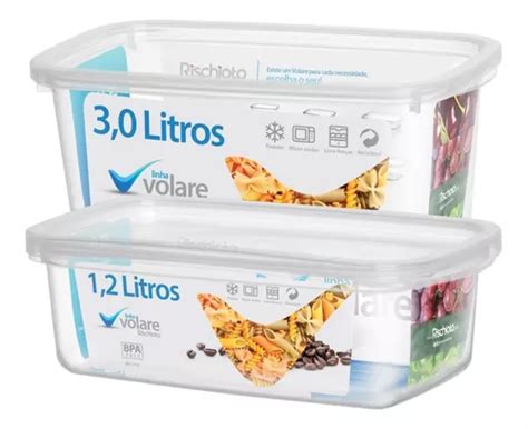 Kit 2 Potes 1 2 E 3 Litros Volare Transparente Rischioto MercadoLivre