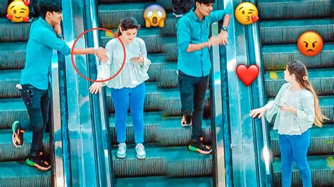 Part 5😍touching Strangers Hands On The Escalator Touching Hands On