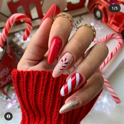 Pin by Mónica Pascual Serrano on Beauty Candy cane nails Christmas