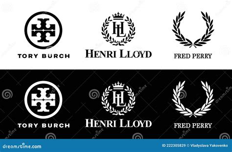 Set of Fred Perry, Henri Lloyd, Tory Burch. Logo Popular Clothing Brand ...