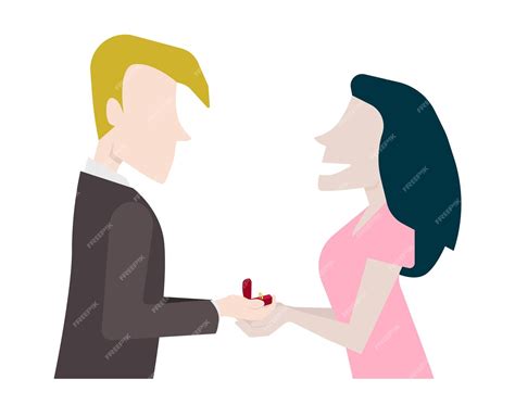 Premium Vector Man Proposing To A Woman With An Engagement Ring Flat