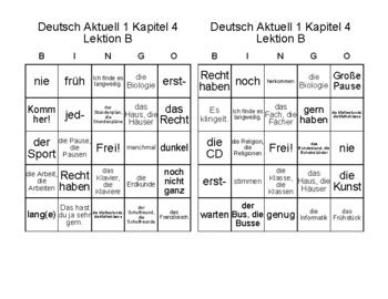 Deutsch Aktuell Level 1 Kapitel 4B Schule German School BINGO