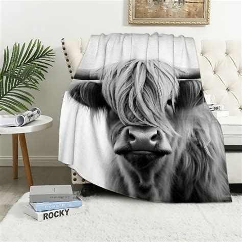 Aristuring Highland Cow Blanket Portrait Of Cow Pattern Flannel Throw