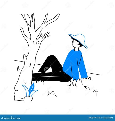 A Man Sitting In Garden Ready To Use Vector Illustration Stock