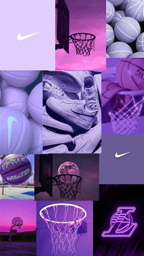 Purple Basketball Phone Collage Background Jordan Logo Wallpaper Nike