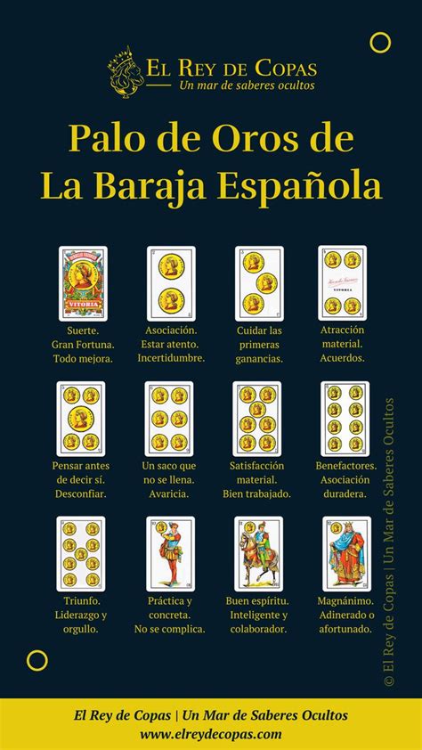 Oros en las cartas españolas Cartas españolas Baraja española tarot