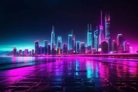 Premium Photo Neon Cityscape Background