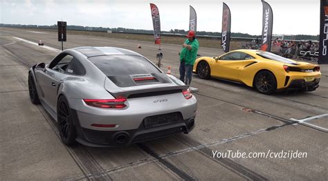 Porsche Gt Rs And Ferrari Pista Engage In Lairy Drag Race