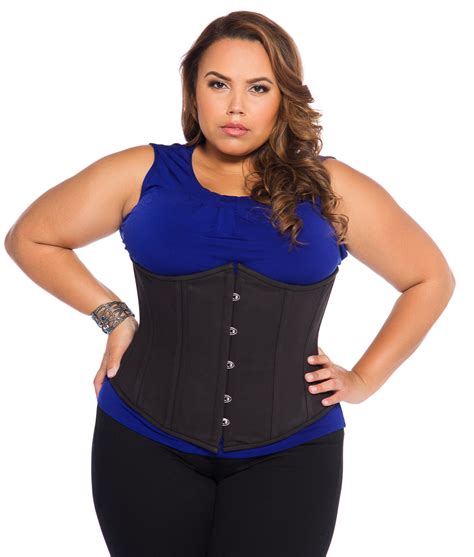 Dita Black Cotton Plus Size Underbust Steel Boned Corset Glamorous Corset