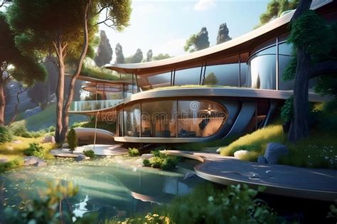 Futuristic Beautiful House Of Future Stock Illustration Illustration